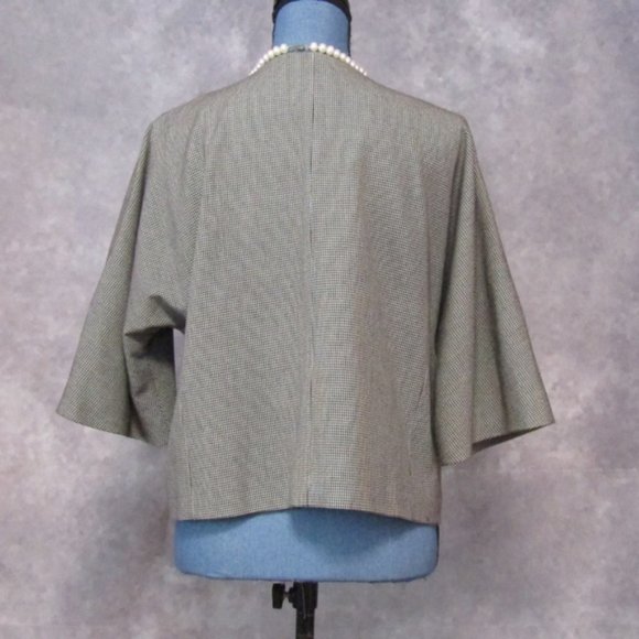 Worthington Black & White Houndstooth Collarless Big Button Blazer, Sz Petite L - Picture 9 of 9